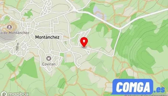 mapa de Cerrajería Miguel Ángel Rosco Sánchez Cerrajero, Carpintería metálica y de aluminio en Montánchez