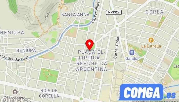 mapa de JF CERRAJERIA 24 H. Cerrajero, Servicio de duplicación de llaves, Tienda de cajas fuertes en Gandia