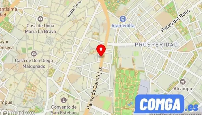 mapa de Seguridad Canalejas Cerrajero, Carpintero, Proveedor de puertas, Servicio de duplicación de llaves, Tienda de cajas fuertes en Salamanca