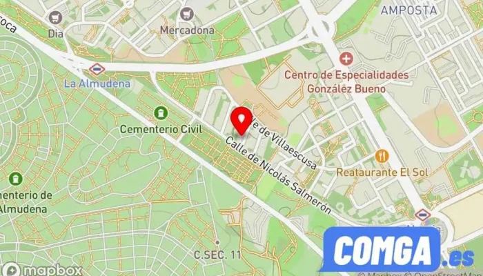 mapa de TECSESA CERRAJERO PUERTAS Y CERRADURAS Cerrajero, Proveedor de puertas, Tienda de cajas fuertes en Madrid