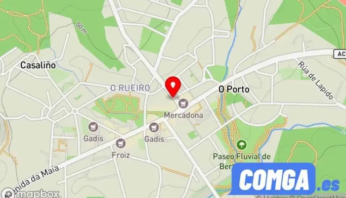 mapa de Trucos Cerrajero, Tienda de motores eléctricos, Electricista, Servicio de duplicación de llaves, Servicio de afilado, Zapatero en Bertamiráns