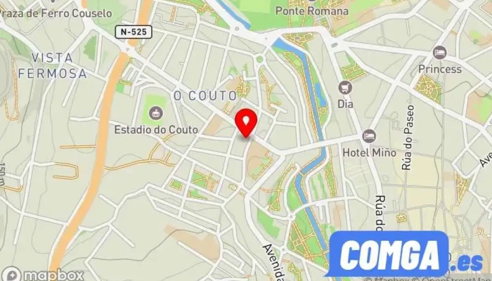 mapa de Ucha y Novoa Cerrajero, Proveedor de puertas, Tienda de cajas fuertes en Ourense